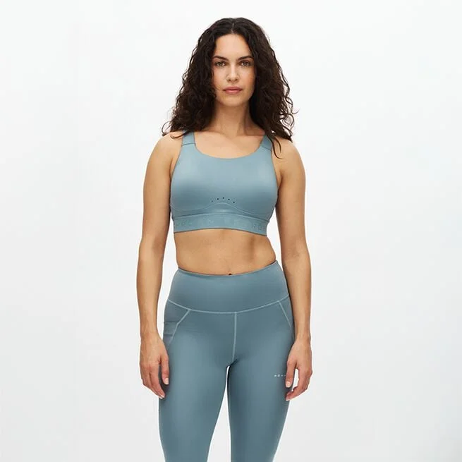 Фирменный спортивный бюстгальтер с высокой поддержкой, синий