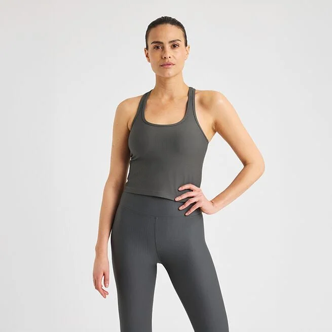 Рубчатый топ серый