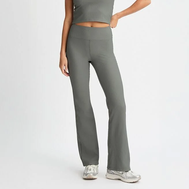 Колготки-клеш в рубчик, зеленые