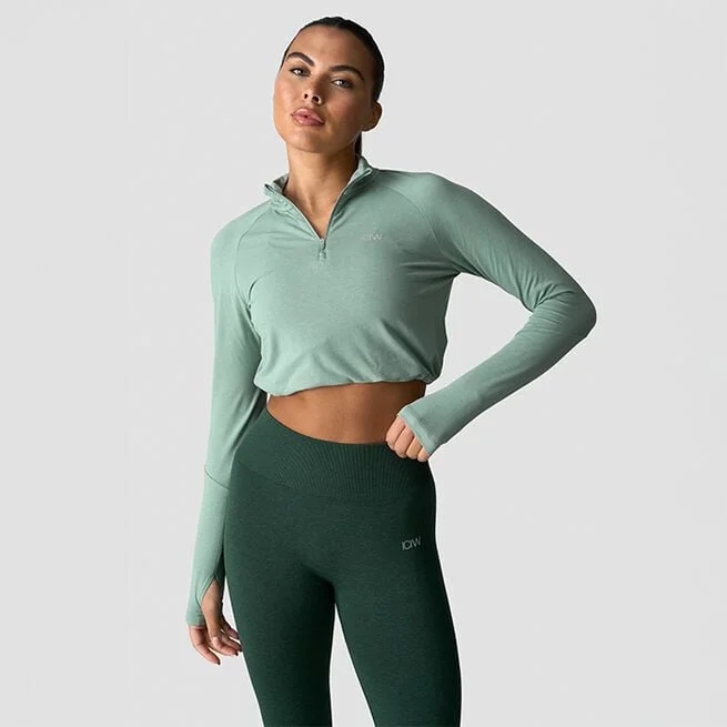 Короткий свитер Define на молнии 1/4 Светло-зеленый мох