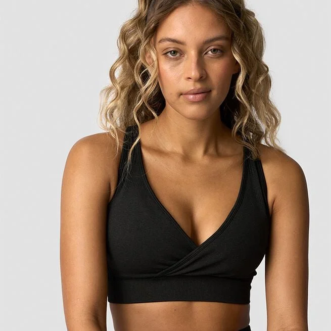 Мягкий бесшовный регулируемый спортивный бюстгальтер черный