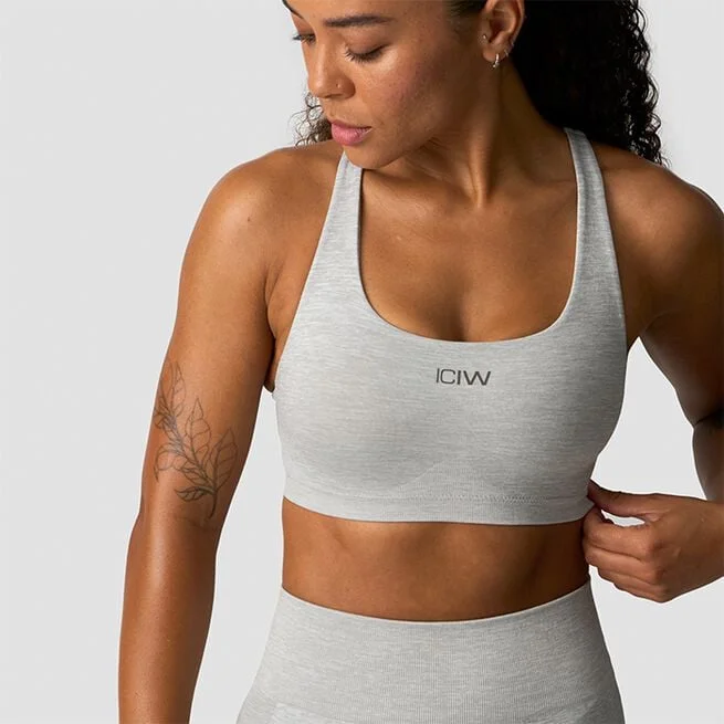 Гладкий бесшовный спортивный бюстгальтер серый