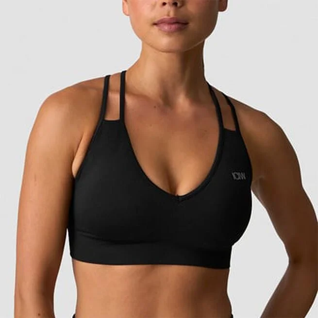 Бесшовный спортивный бюстгальтер Define V-образный, черный