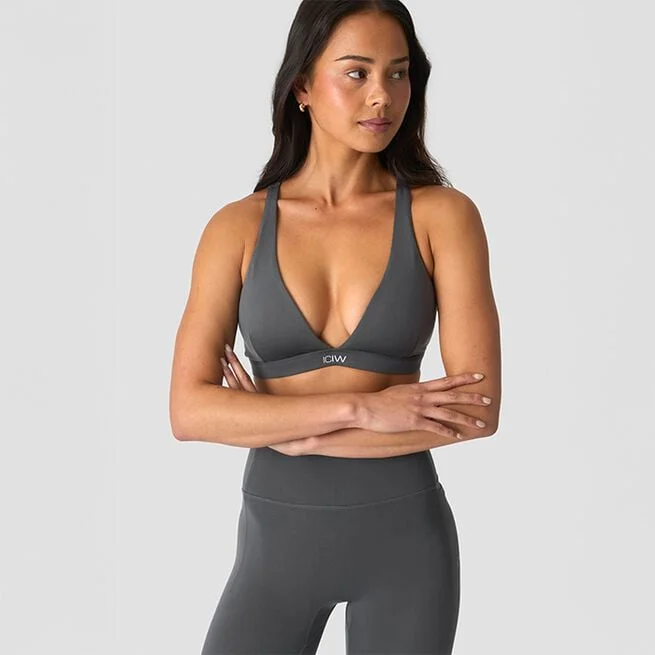 Роскошный спортивный бюстгальтер с V-образным вырезом, серый