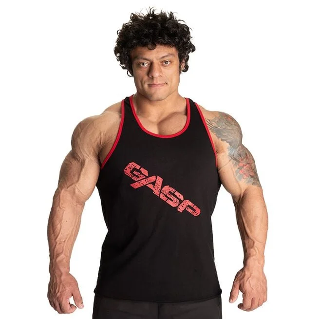 Винтажная рубашка с Т-образным вырезом, черная/красная