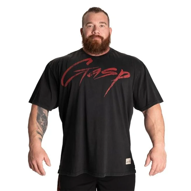 Винтажная оригинальная футболка, мытая, черная, красная