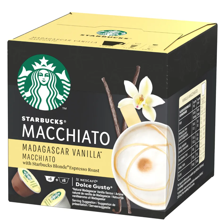 Starbucks Nescafe Dolce Gusto Madagascar Vanilla Macchiato maitokahvikapseli 12 kpl