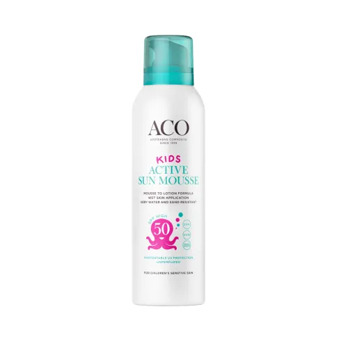 Детский солнцезащитный крем - мусс ACO Kids Active с SPF 50 для чувствительной кожи 150 мл