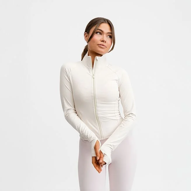 Мягкий свитер на молнии с маслом, белый