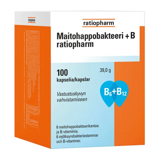 Комплекс витаминов В, бифидо и лактобактерий Ratiopharm для поддержки иммунитета в капсулах 100 шт.