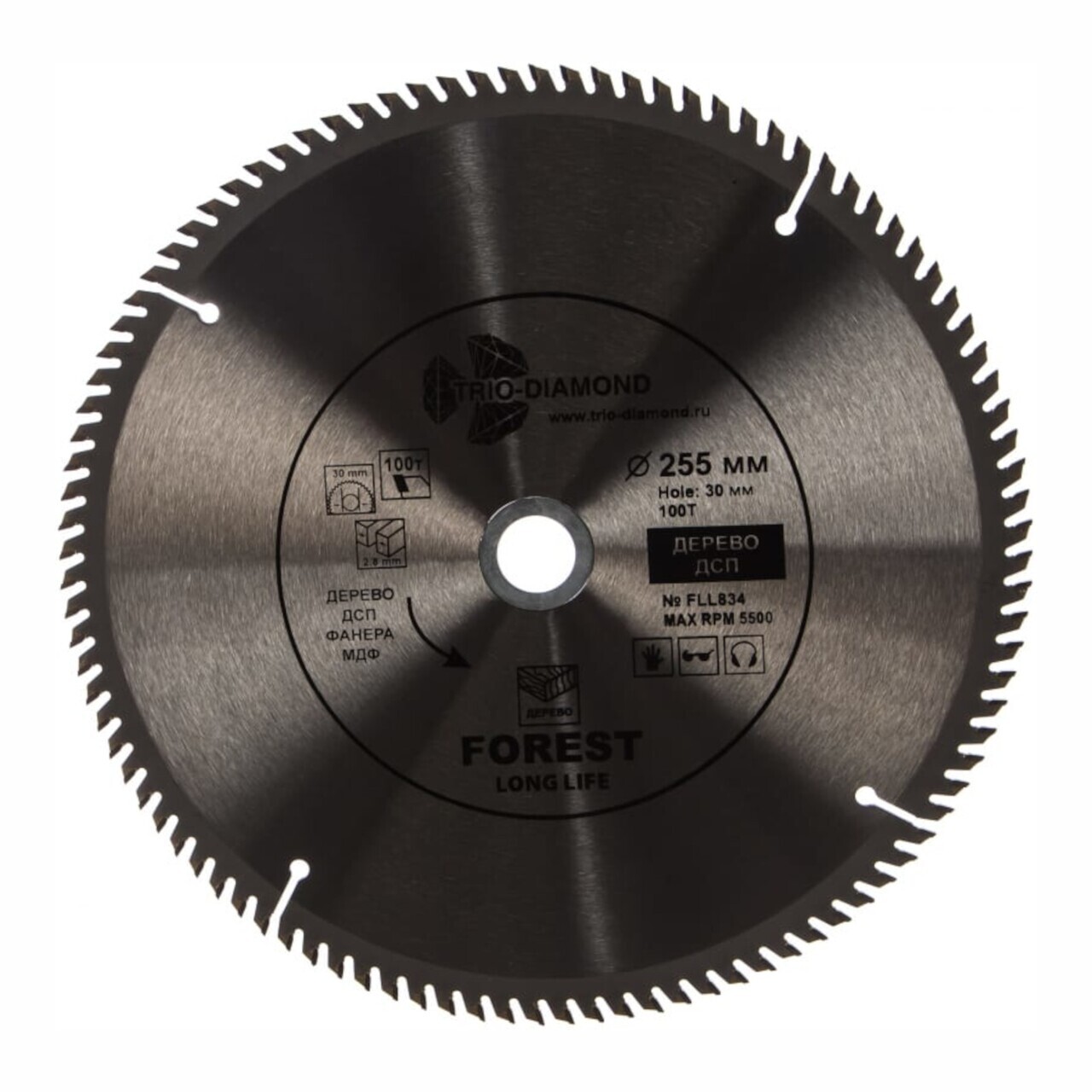 Пильный диск 255 мм с 100 зубьями для древесины и фанеры