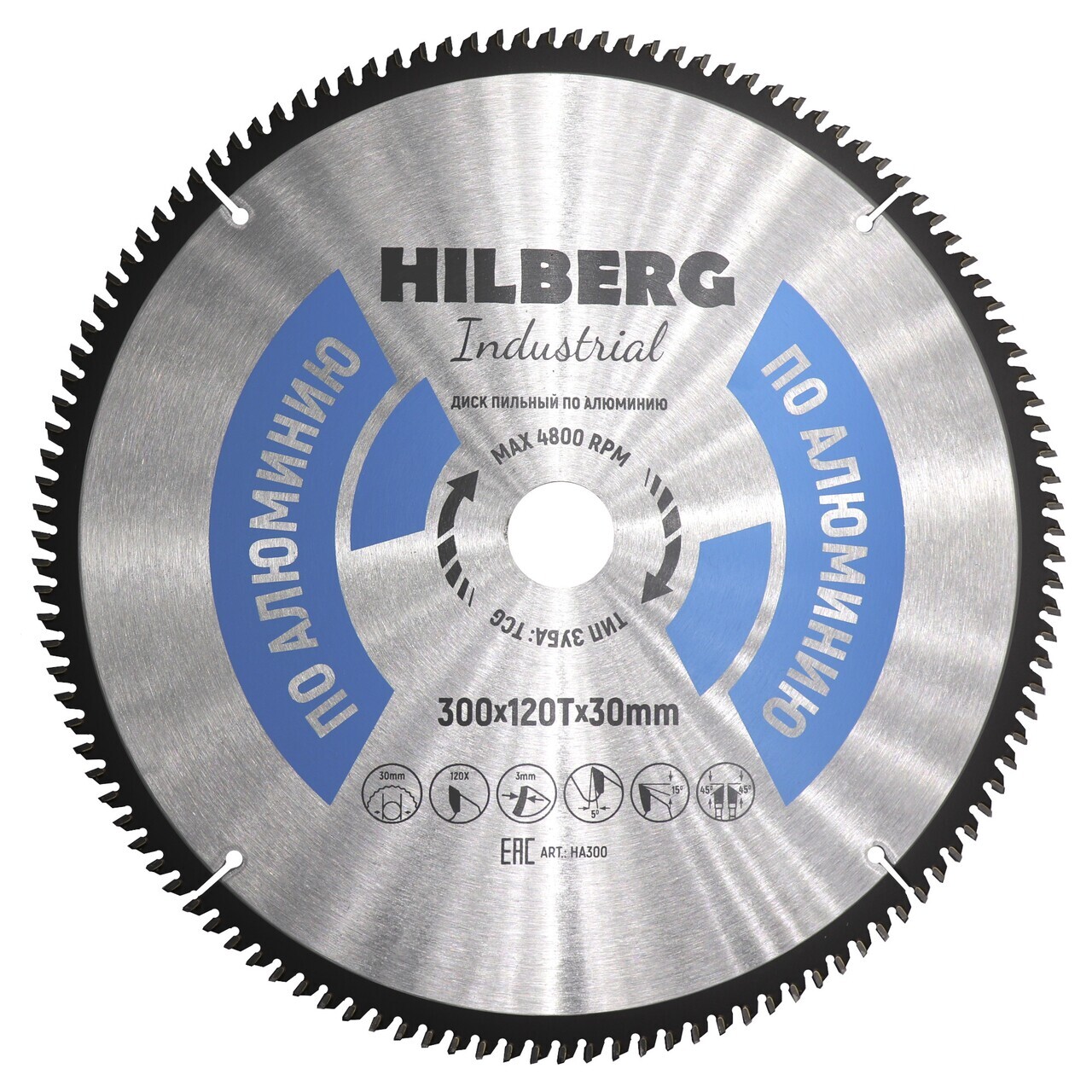 Пильный диск Hilberg Industrial 300 мм для резки алюминия