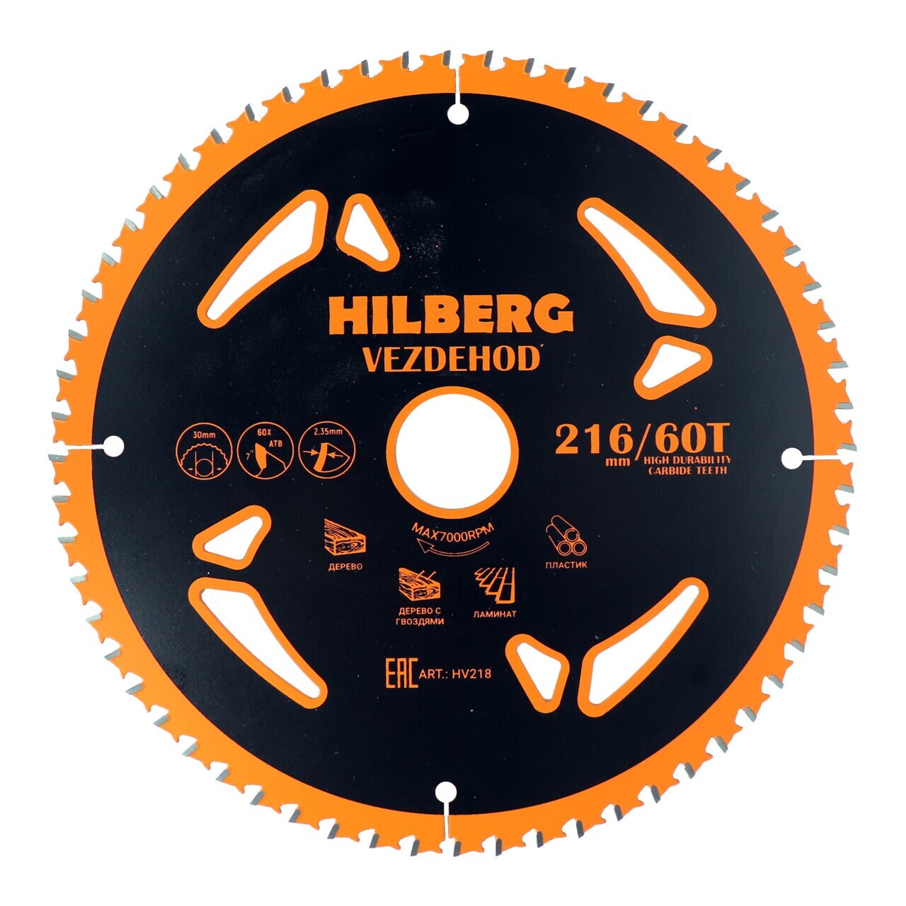 Пильный диск Hilberg Vezdehod 216x30x60Т для дерева и пластика