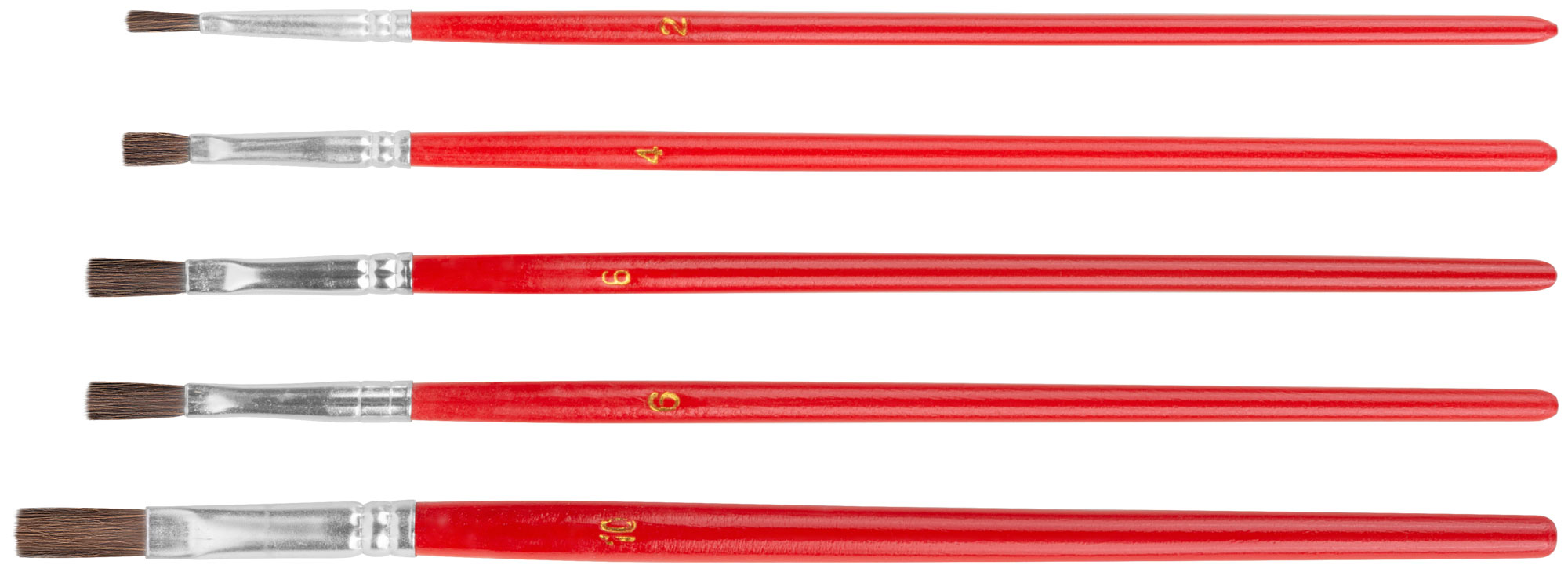 Набор плоских кистей с натуральной щетиной и деревянной ручкой FIT 01515