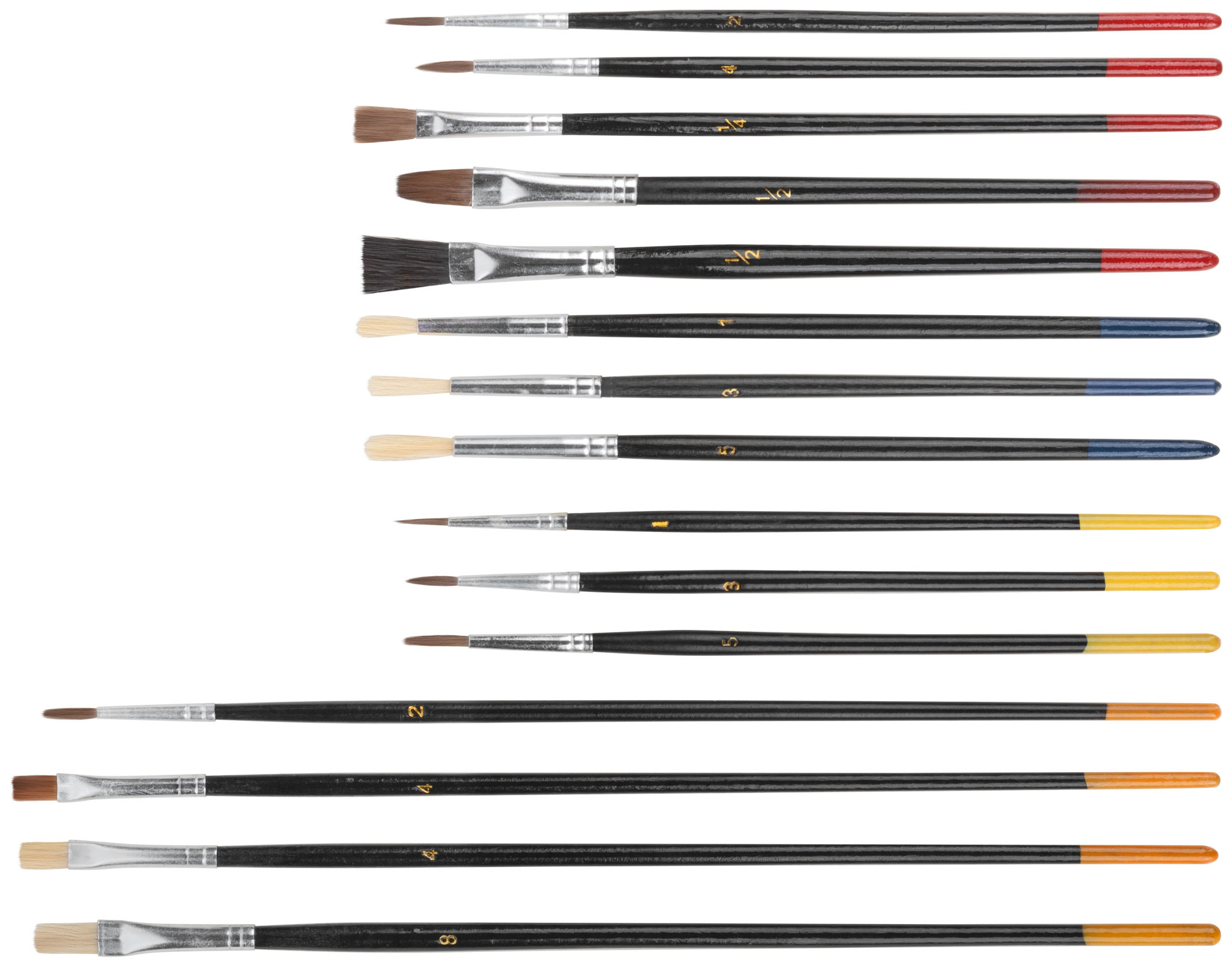 набор кистей FIT из 15 шт. с натуральной щетиной