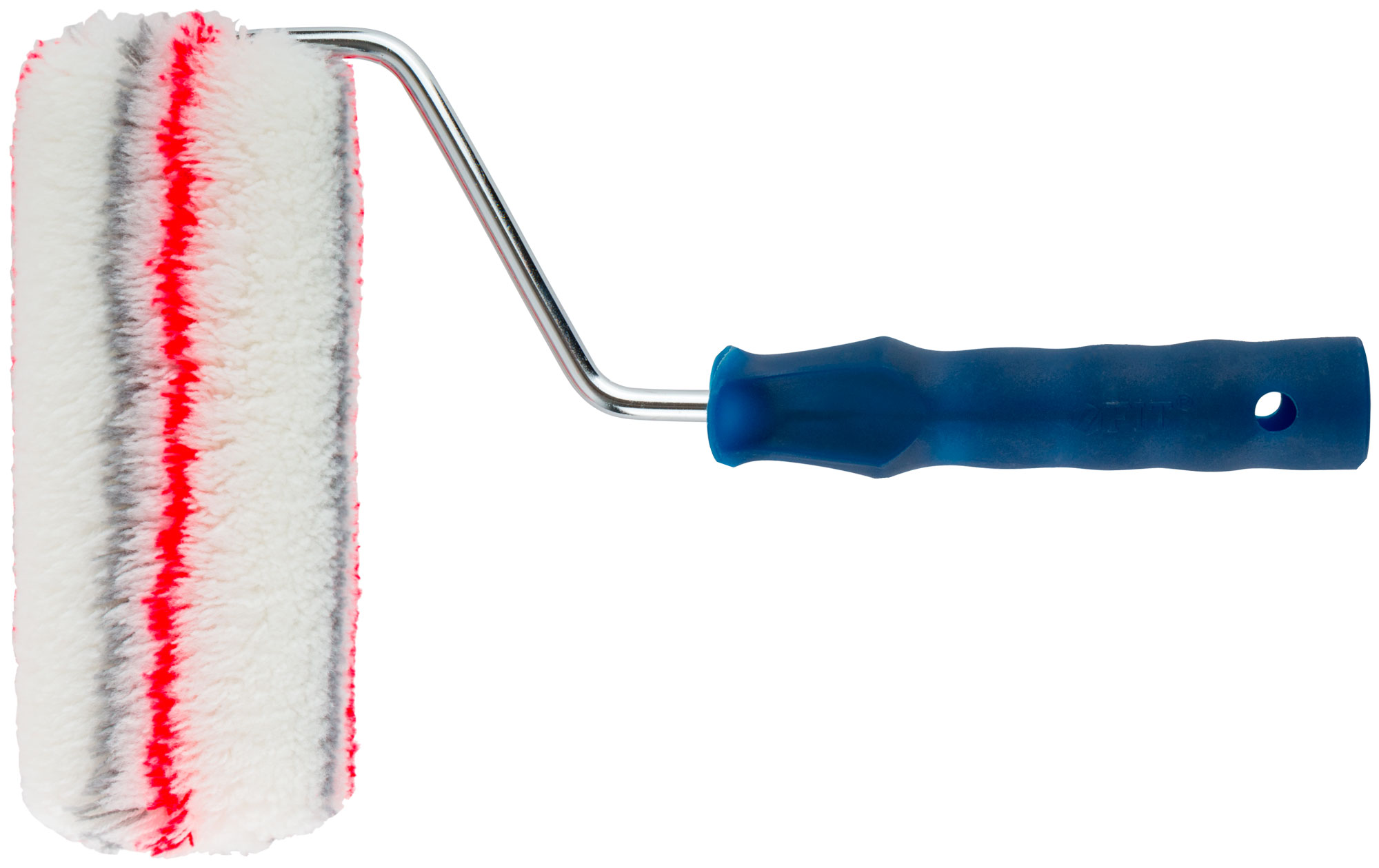 Полиакриловый валик 180 мм с ворсом 18 мм, белый с серыми и красными полосами