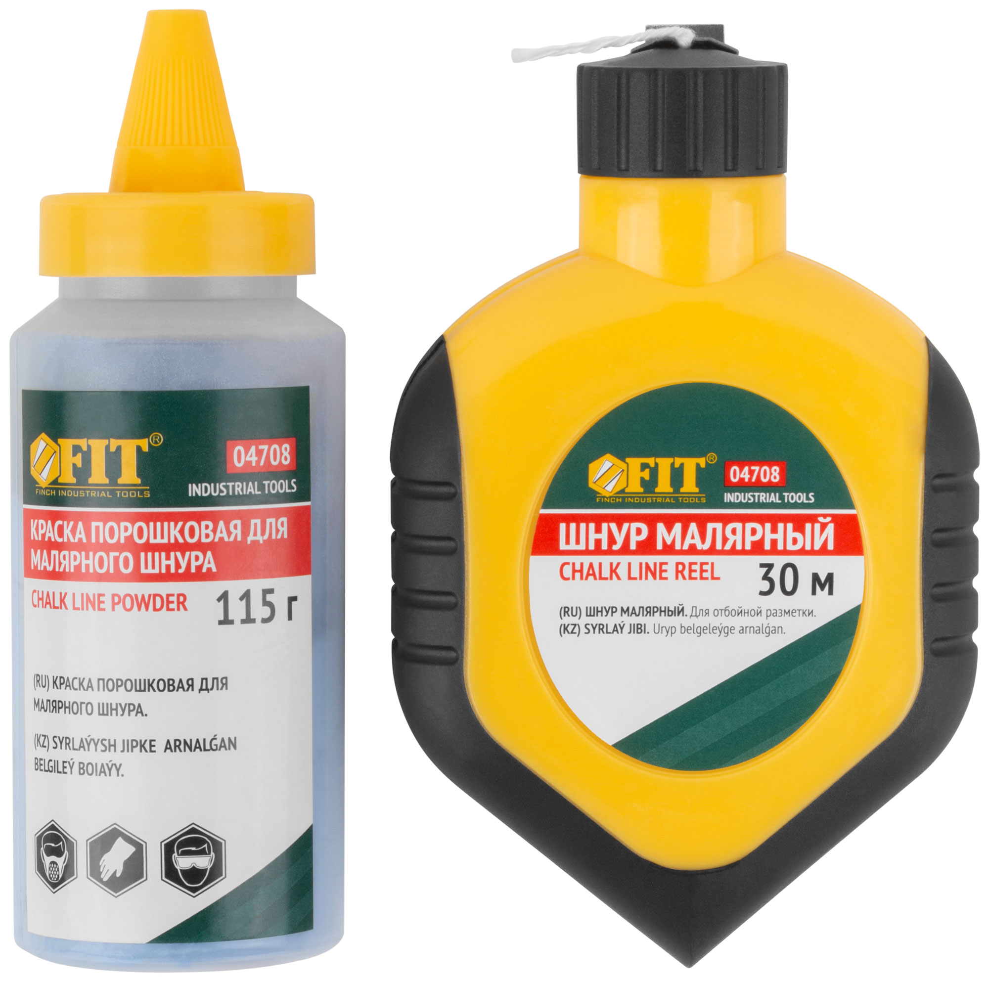 Шнур малярный 30 м в ABS корпусе и краска 115 гр от FIT