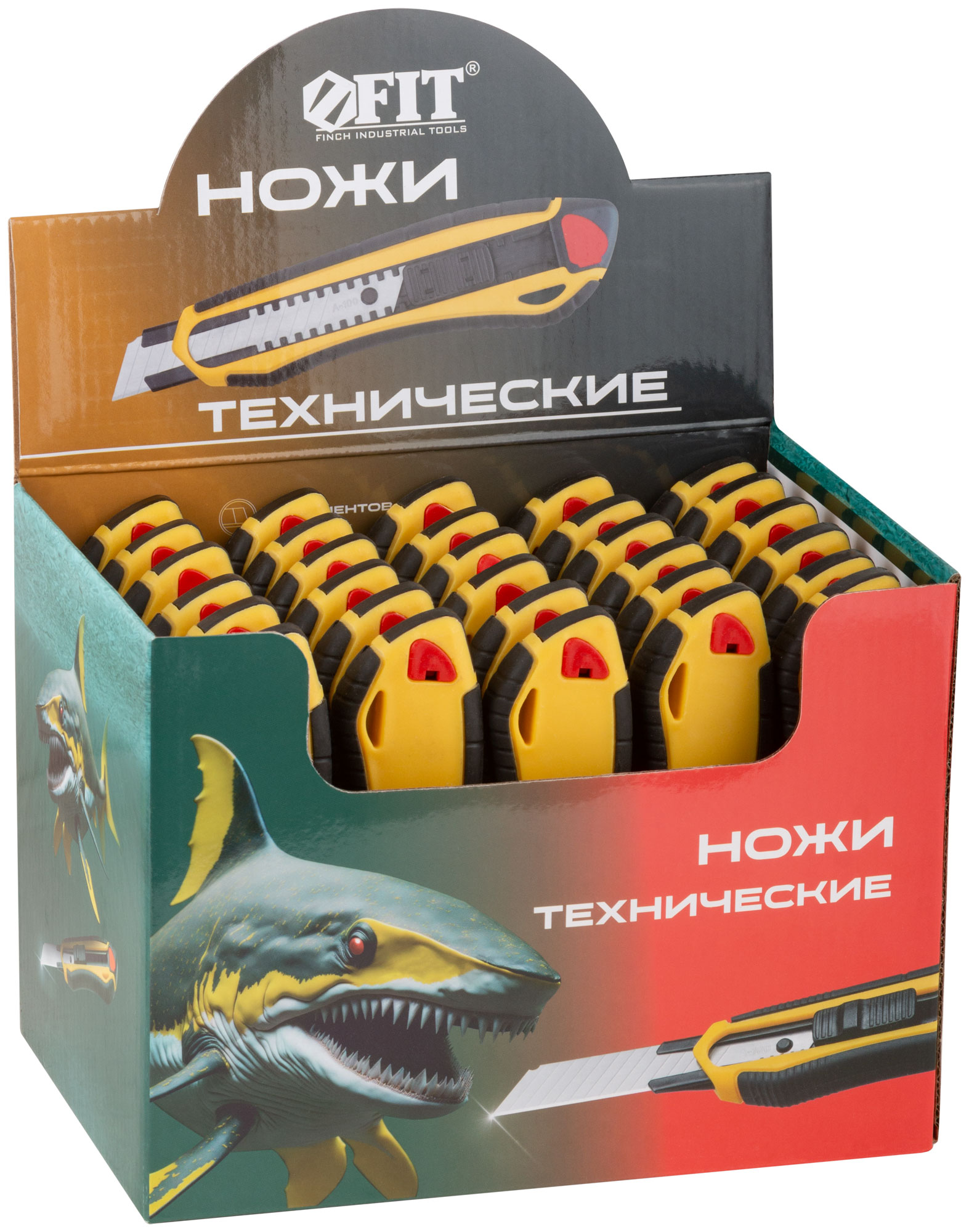 усиленный нож технический 18 мм с прорезиненным корпусом FIT 10249