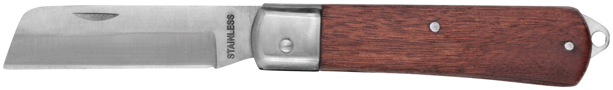 складной нож электрика FIT с нержавеющим лезвием 90 мм и деревянной ручкой