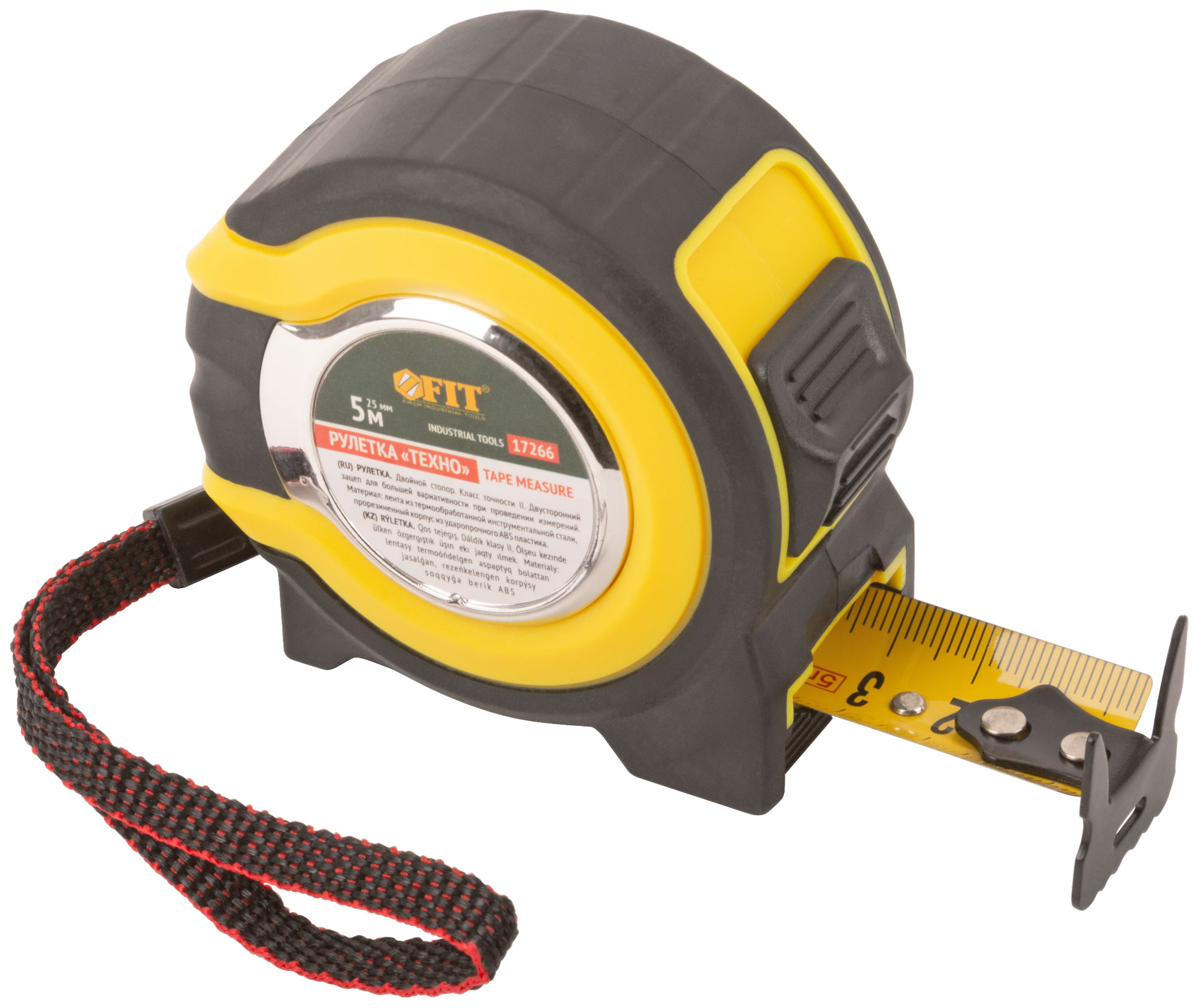 Рулетка FIT 17266 5 м x 25 мм с прорезиненным корпусом