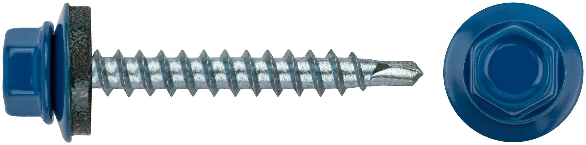 Шурупы кровельные со сверлом 4.8 х 38 синие RAL 5005