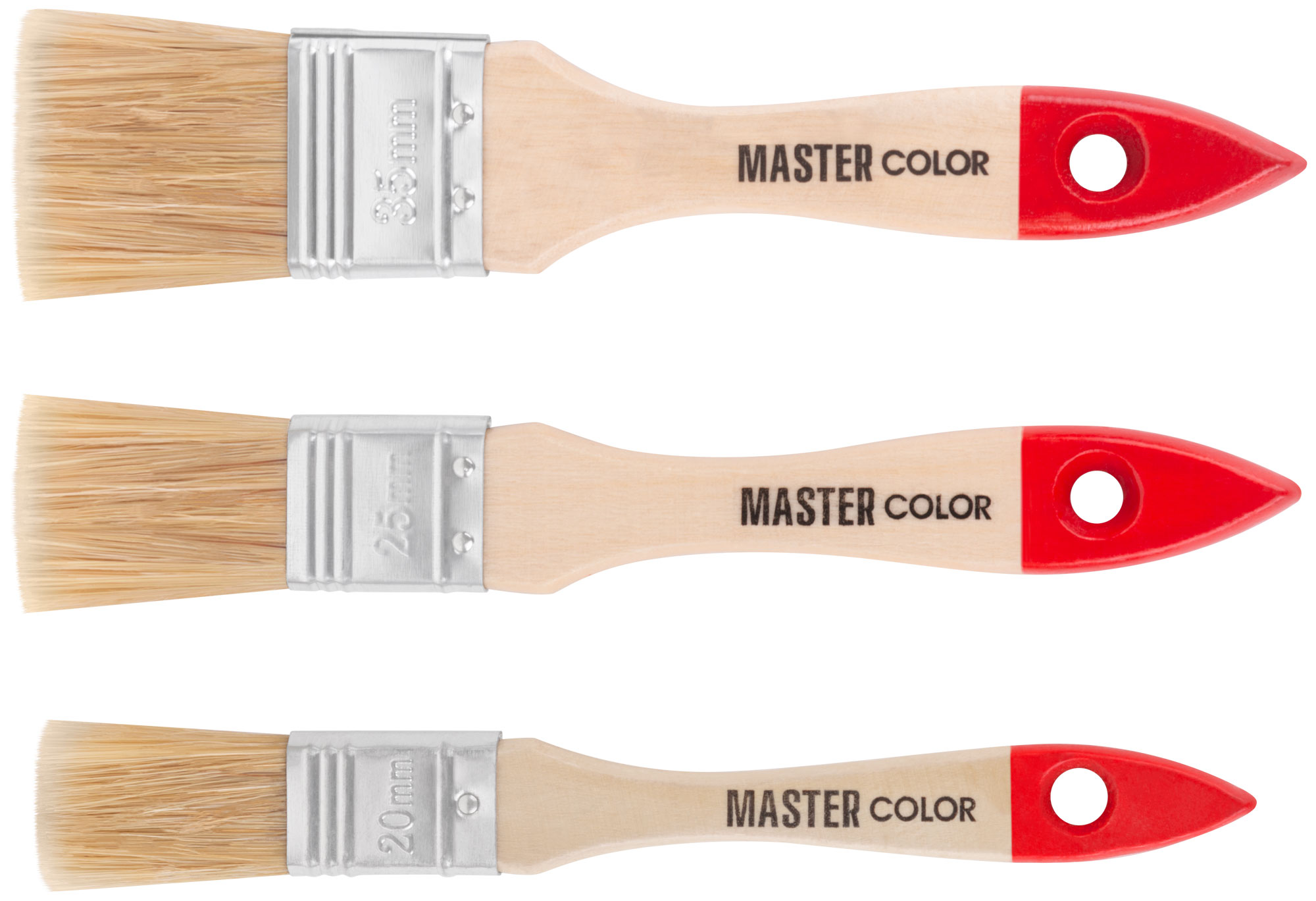 Набор флейцевых кистей с деревянными ручками и натур. щетиной