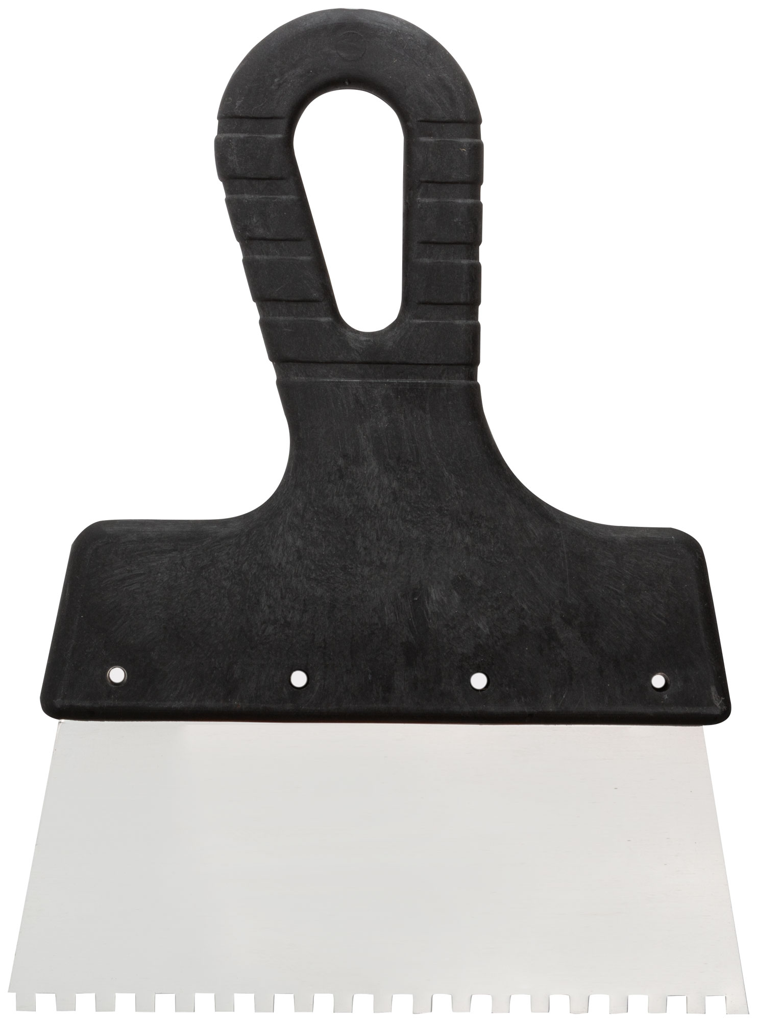 Шпатель зубчатый из нержавеющей стали с пластиковой ручкой