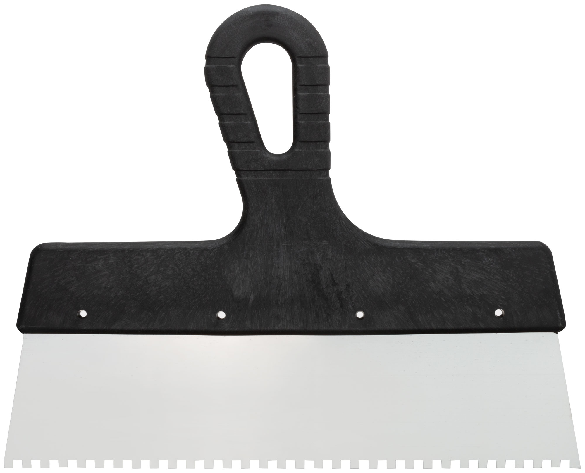 Шпатель зубчатый 4х4 мм из нержавеющей стали с пластиковой ручкой