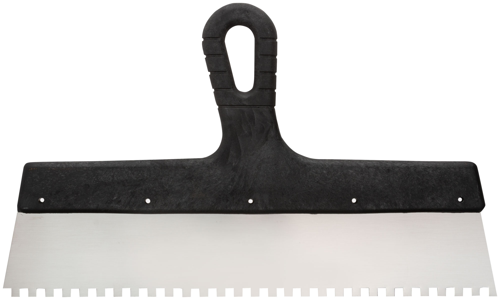 Шпатель зубчатый 6х6 мм из нержавеющей стали с пластиковой ручкой