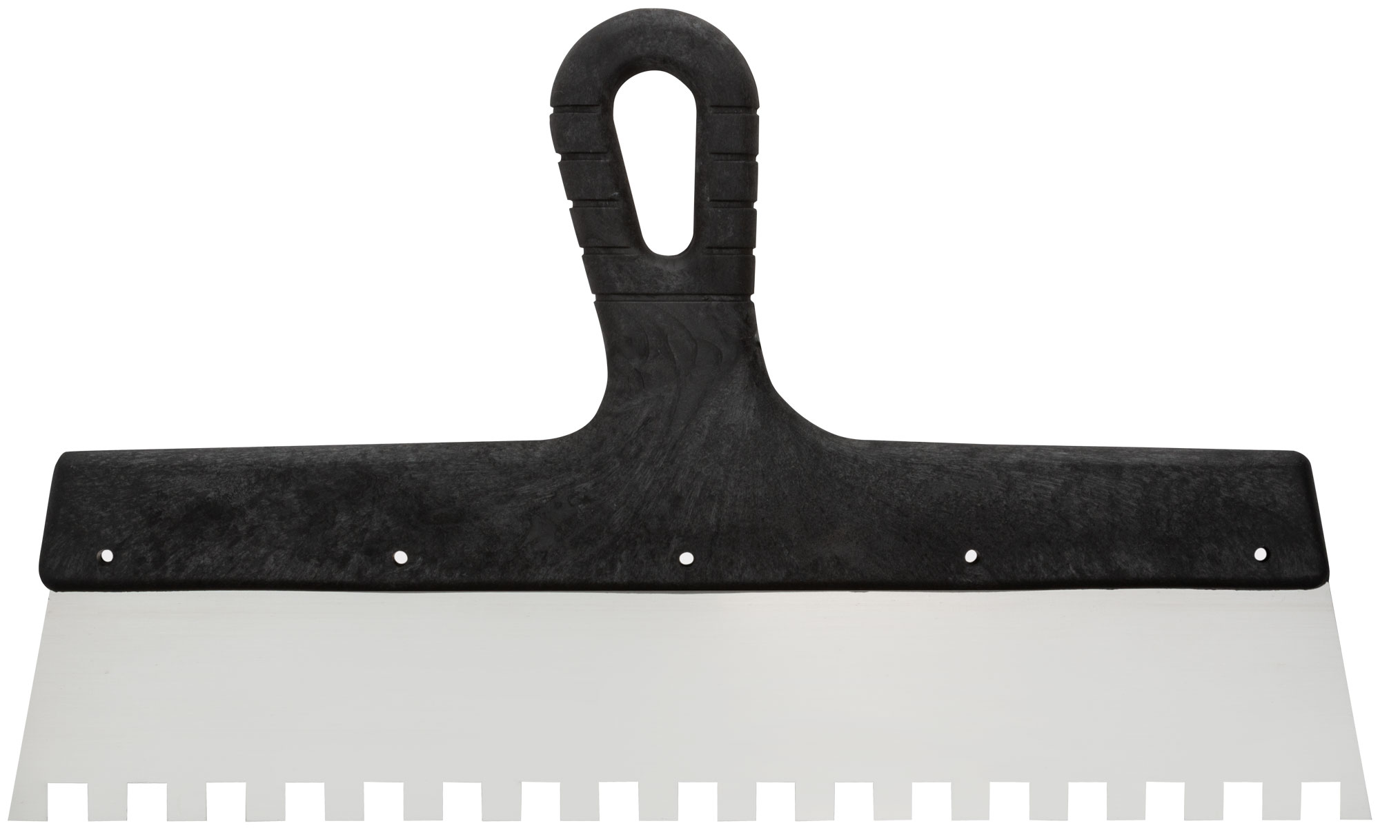 Шпатель зубчатый 10х10 мм из нержавеющей стали, пластиковая ручка, 350 мм