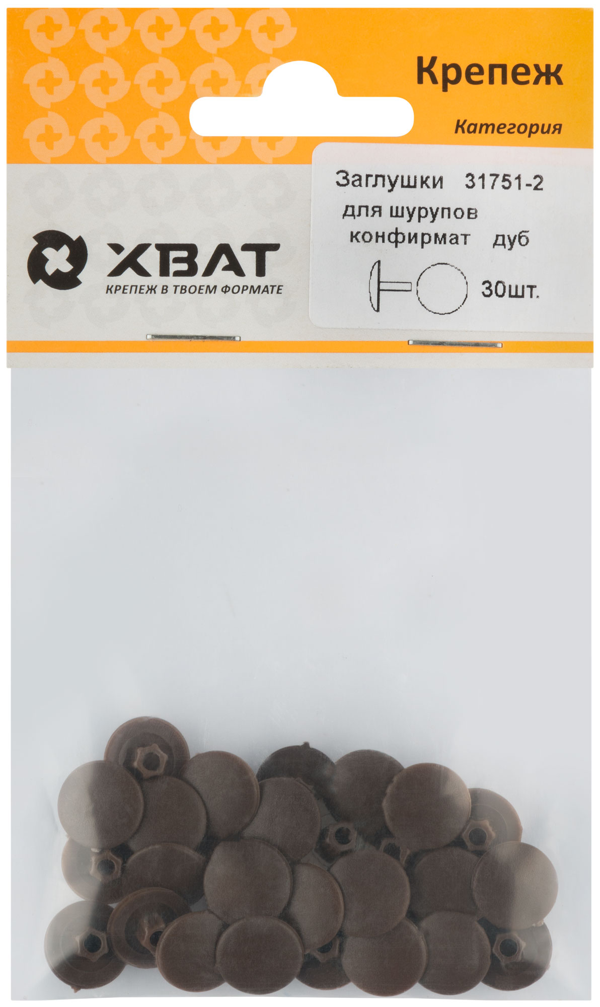 Заглушки под конфирмат дуб 30 шт. 31751-2