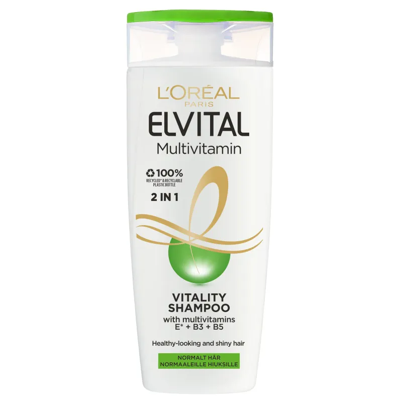 Шампунь + кондиционер Мультивитаминный для нормальных волос Loreal Elvital Multivitamin 2в1 250мл 